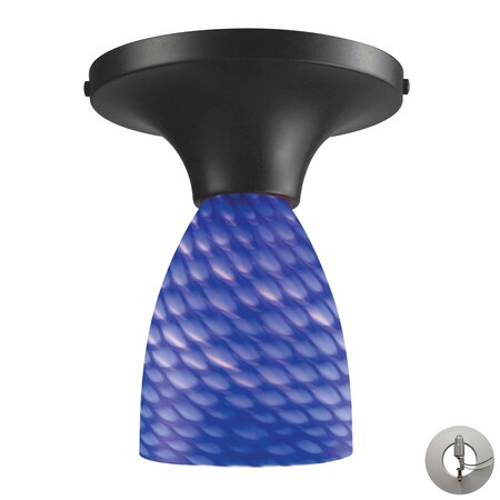 Elk Lighting Celina 1-Lght Semi Flsh Dark Rust w/Sapphire Glass - Incl Adapter Kit 10152/1DR-S-LA